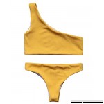MOOSKINI Women One Shoulder Bikini Top Thong Swimsuit Bottom 2PCS Bathing Suit Yellow-1 B07CY1T61G